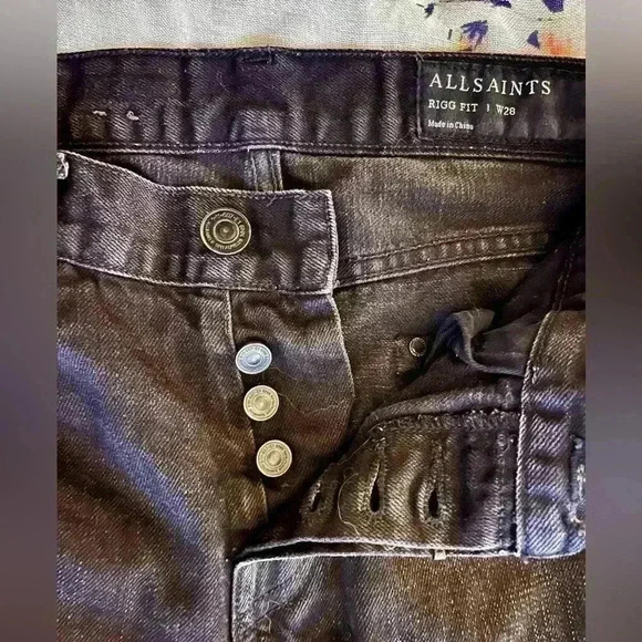 All Saints Rigg Fit Black Jeans Men's Size 28 - Picture 3 of 8